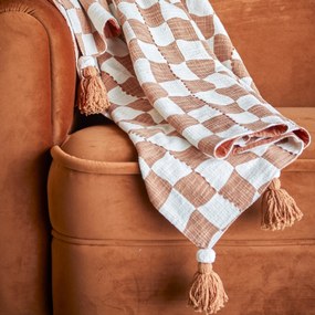 Bloomingville Bavlnený prehoz Chola Brown 130 × 150 cm