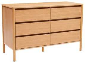 Komoda Blair so 6 zásuvkami (CD01), prírodný dub, 120 cm