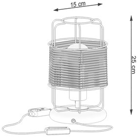 Stolná lampa Gizur, 1x šnúra/čierne drôtené tienidlo