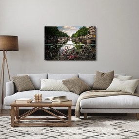 Obraz bicykla v meste (90x60 cm)