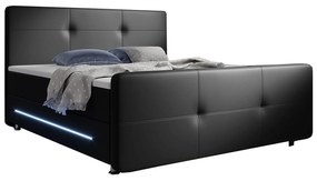 Juskys Pružinová posteľ Oakland 140 x 200 cm umelá koža s matracmi v čiernej farbe