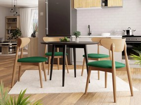 Okrúhly stôl Vidariko FI 100 so 6 stoličkami ST80 01, Dostupné poťahy: Magic Velvet 2258, farebné prevedenie stola v dreve: Čierna, farebné prevedenie stoličky v dreve: Prírodná