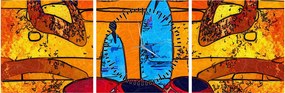 Obraz - Staroveká maľba (s hodinami) (90x30 cm)