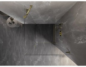 Mexen Lunar-B, pravostranný výklopný sprchový kút 70 x 70 cm, 8mm číre sklo, zlatý profil, 832-070-070-50-00-P