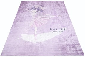Fialový detský koberec s motívom baletky pri Eiffelovej veži