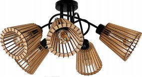 LED STROPNÉ SVIETIDLO LOFT 5XE27 DREVENÉ Kužeľ