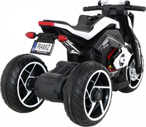 Ramiz Detský motocykel Future na batérie biely + audio panel + pomalý štart + EVA kolesá