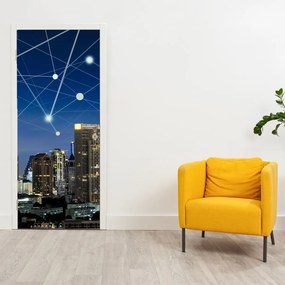 Fototapeta na dvere - Veľkomesto v noci (95x205cm)