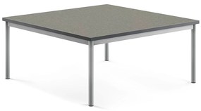 Stôl SONITUS, 1200x1200x500 mm, linoleum - tmavošedá, strieborná