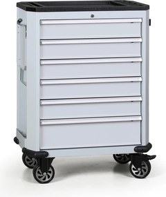 Pojazdný dielenský vozík na náradie G2, 6 zásuviek, sivá