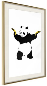 Artgeist Plagát - Panda with Guns [Poster] Veľkosť: 20x30, Verzia: Zlatý rám s passe-partout