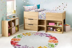 Detský koberec protišmykový BAMBINO 38480 Kocky, sivý / žltý kruh