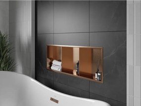 Mexen X-Wall-R, polica na zapustenie s prírubou  90 x 30 cm, medená matná - 19C0903010S