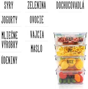 Sada štítkov / nálepiek do chladničky – 9 názvov, písmo SLIM Farba písma: Čierna