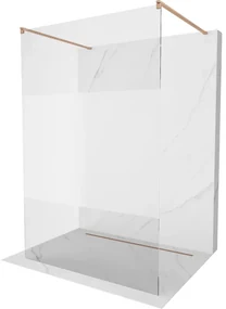 Mexen Kioto, sprchová zástena Walk-In 100 x 200 cm, 8mm číre sklo-námraza, medený matný profil, 800-100-002-65-35
