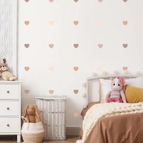 Srdiečka v neutrálnych farbách - nálepky na stenu