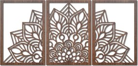 3-dielna mandala kvetov – moderná drevená nástenná dekorácia do obývačky | SENTOP HDF0583