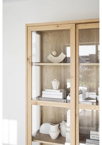 Vitrína v dekore duba s posuvnými dverami v prírodnej farbe 100x203 cm Hazelton – Rowico