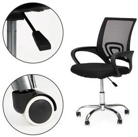 Ergonomická kancelárska stolička v čiernej farbe s kovovou základňou