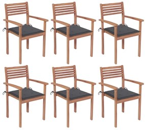 Stohovateľné záhradné stoličky s podložkami 6 ks tíkový masív 3072572