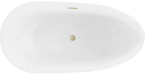 Mexen Eos, voľne stojaca vaňa 150 x 75 cm, biela-čierna, zlatý matný prepad, 52471507575-55