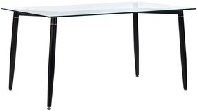 Jedálenský stôl so sklenenou doskou 150 x 90 cm čierny TOTHAM Beliani