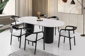 Dizajnový jedálenský stôl ZANOTTA 200 cm, MDF, biely, čierny