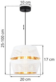 Závesné svietidlo Asti, 1x biele PVC tienidlo, g, b