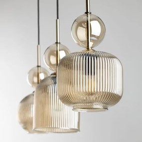 Závesný luster na lanku SOPHIA 3xE14/10W/230V čierna/dymová béžová