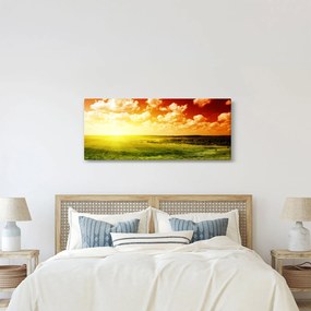Obraz lúky so žiariacim slnkom (120x50 cm)