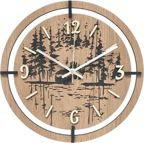 Drevené hodiny na stenu les 30 až 50 cm | NILSE: HDF - Javor 30 cm 4804-115436 HDF0702-ruky-silver