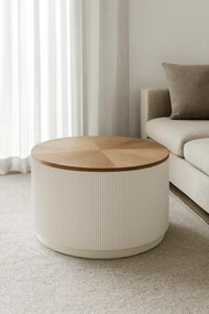 Konferenční stolek Stilig ST580 80 cm z masivu ecru/jilm