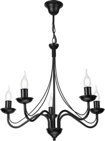 Luster na reťazi ANTON 5xE14/15W/230V čierny
