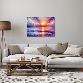 Sklenený obraz - Farebný umelecký západ slnka (70x50 cm)