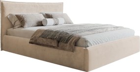 Čalúnená manželská posteľ s úložným priestorom SLIM 14 - béžová zamat | 160×200