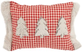 Biela chlpatá obliečka na vankúš so stromčekmi Let it Snow - 35*50 cm
