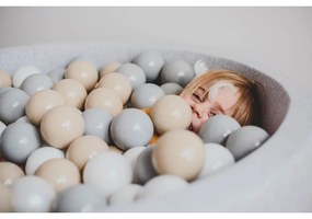 Sivý menčestrový bazénik s loptičkami ø 90x30 cm Montessori – Meowbaby