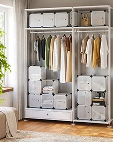 Úložný policový systém, 15 priehradiek,153x153x31cm, biely