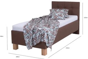 Čalúnená posteľ s matracom a úložným priestorom MARIA ONE 90x200 cm hnedá