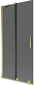Mexen Velar, 2-krídlová posuvná vaňová zástena 95 x 150 cm, 8mm šedé sklo, zlatá lesklá, 896-095-000-41-50
