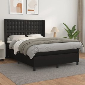 Boxspring posteľ s matracom čierny 140x190 cm umelá koža 3132495