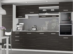 Kuchynská linka Belini 300 cm eben kráľovský s pracovnou doskou Syntka2  TOR SYNTKA2/7/WT/HK/0/B1