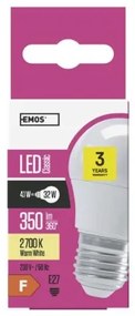 EMOS LED Mini žiarovka, E27, 4W, teplá biela