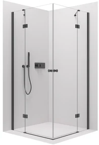 Cerano Marino Duo, sprchovací kút 100(dvere) x 90(dvere), 6mm číre sklo, čierny profil, CER-CER-480202