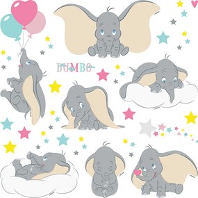 Detská samolepka na stenu - DISNEY - Dumbo vo hviezdach - 30x30 cm