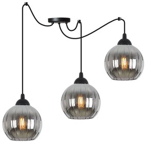 Závesné svietidlo Costa Spider, 3x grafitové sklenené tienidlo, b