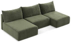 Zelená rozkladacia/s úložným priestorom rohová pohovka Kalena – Makamii