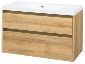 Mereo Mereo, Opto, kúpeľňová skrinka s umývadlom z liatého mramoru, 101 cm, biela, dub, biela/dub, čierna, MER-CN922M