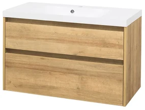 Mereo Mereo, Opto, kúpeľňová skrinka s umývadlom z liatého mramoru, 101 cm, biela, dub, biela/dub, čierna, MER-CN922M
