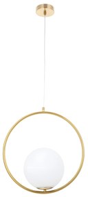 Toolight Toolight, stropná lampa visiaca sklenená guľa z bieleho zlata G109-1W Gold, OSW-09734